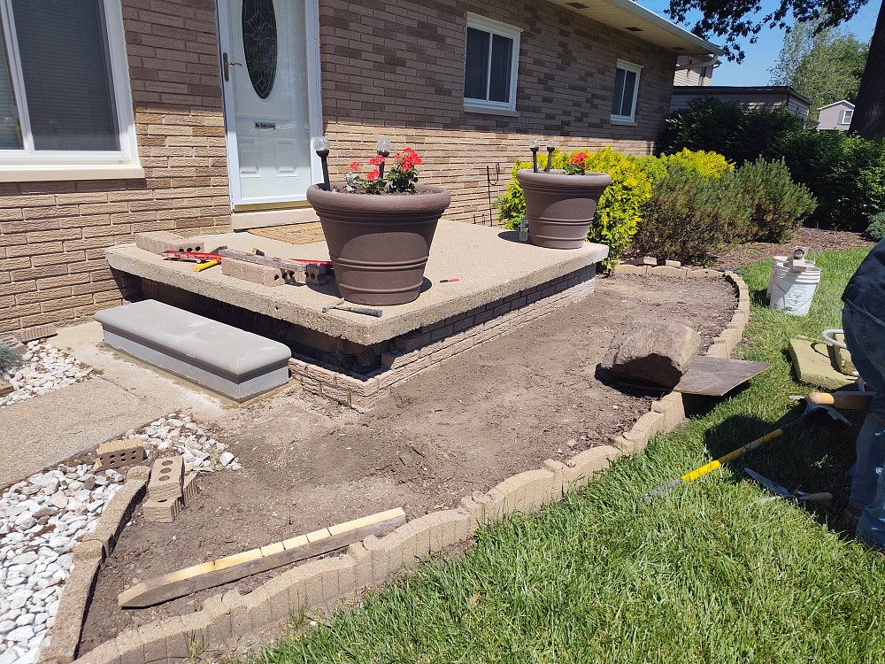 rebuilt masonry porch for house